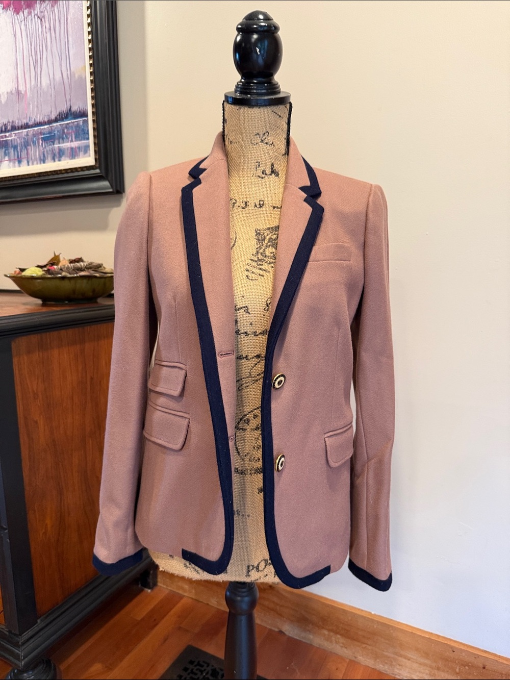 J. Crew Blazer in Dusty Rose with Navy Trim